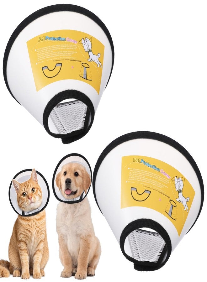 Exclaith 2 Pack Cat Cones to Stop Licking, Soft Comfortable Adjustable Dog Cone After Surgery Pet E Collar Pet Recovery Cones Alternative to Plastic Elizabeth HeadCollar for Cats Kitten Puppy(Size M) - Image 1